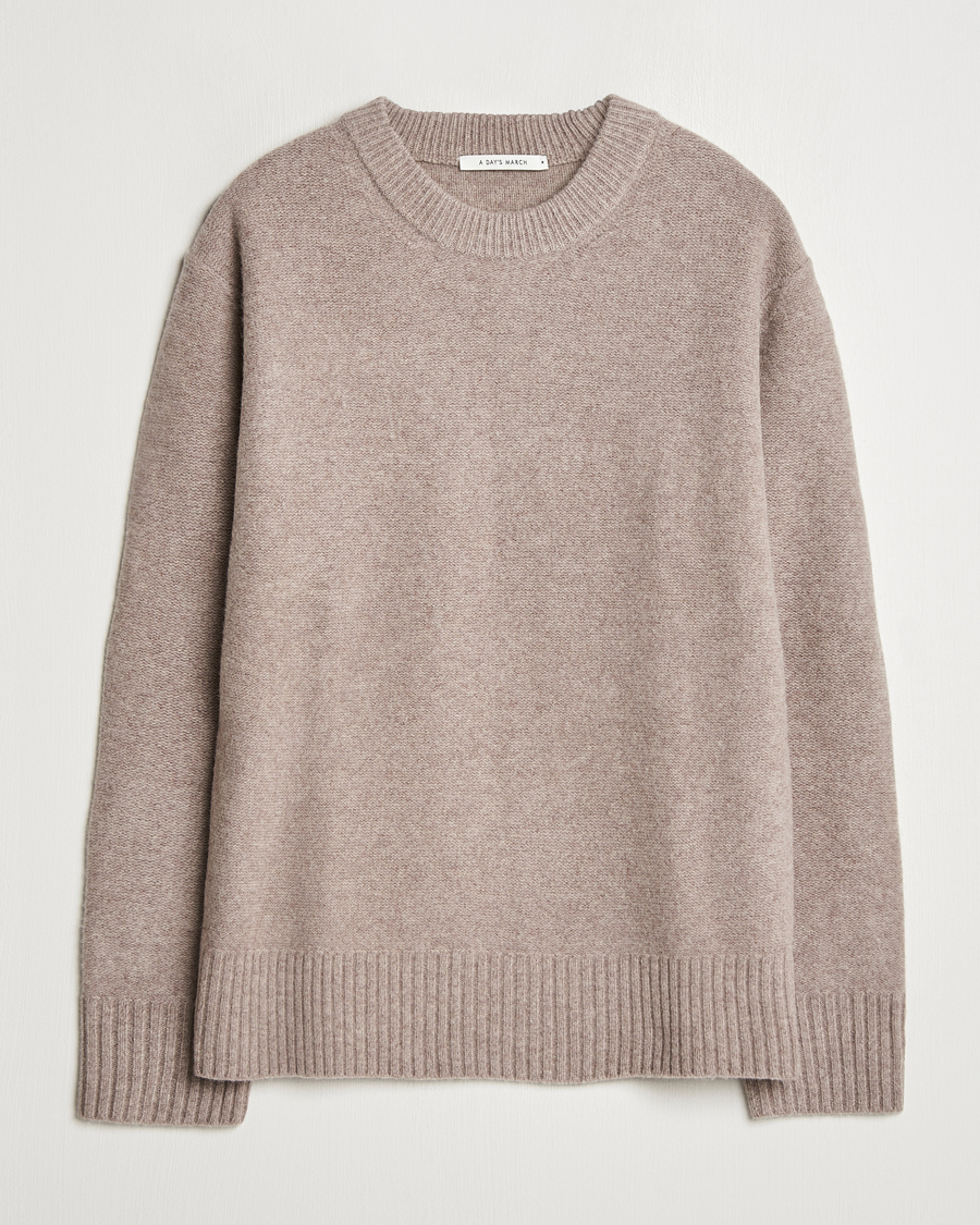 Mies | Puserot | A Day's March | Tietar Boiled Merino Sweater Taupe Melange