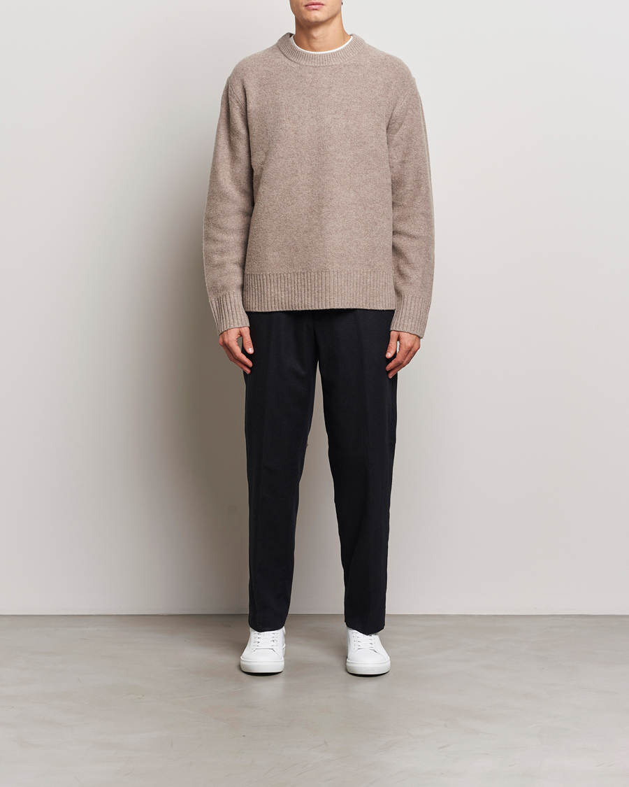 Mies | Puserot | A Day's March | Tietar Boiled Merino Sweater Taupe Melange