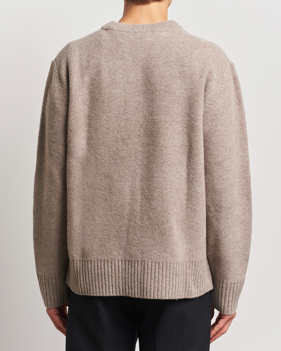 Mies | Puserot | A Day's March | Tietar Boiled Merino Sweater Taupe Melange