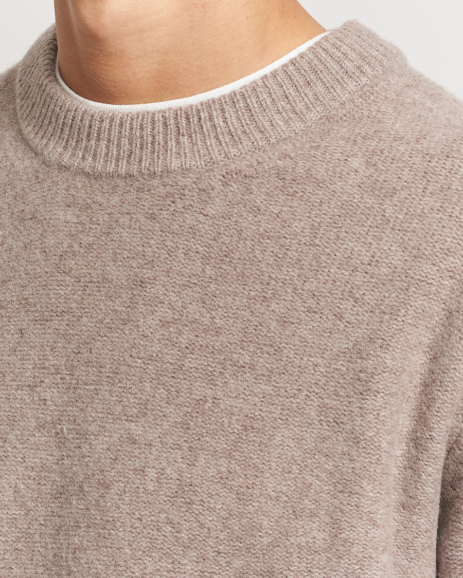 Mies | Puserot | A Day's March | Tietar Boiled Merino Sweater Taupe Melange