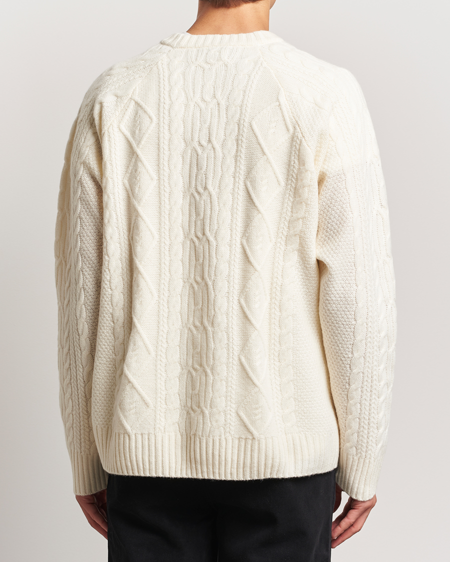 Mies | Puserot | A Day's March | Atlas Aran Knit Lambswool Sweater Off White