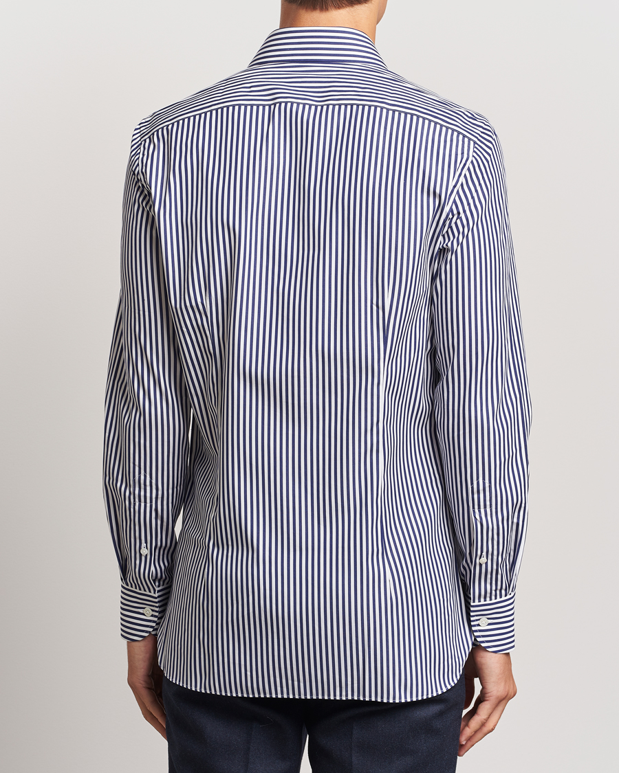 Mies | Kauluspaidat | 100Hands | Striped Cut Away Cotton Shirt Navy