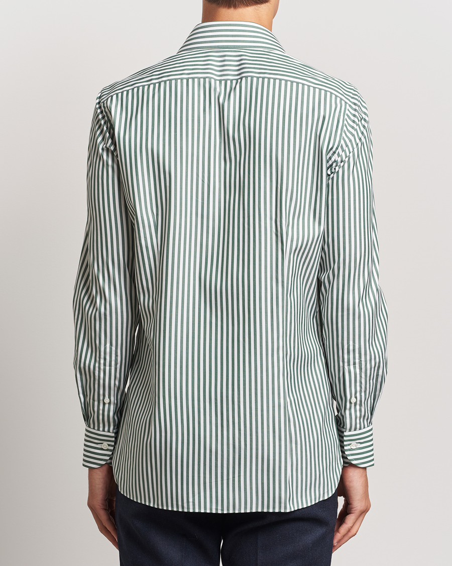Mies | Kauluspaidat | 100Hands | Striped Cut Away Cotton Shirt Green
