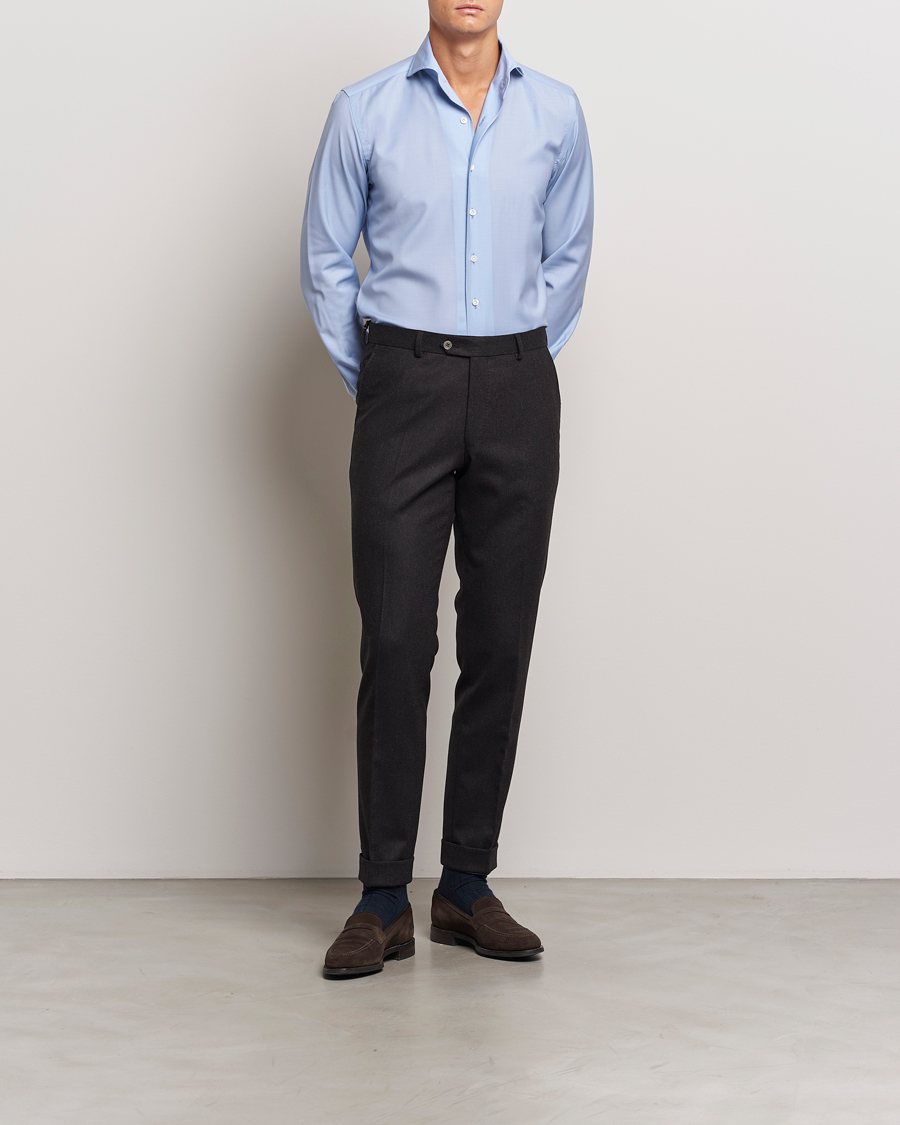 Mies | Kauluspaidat | 100Hands | Full Spread Wool Shirt Light Blue