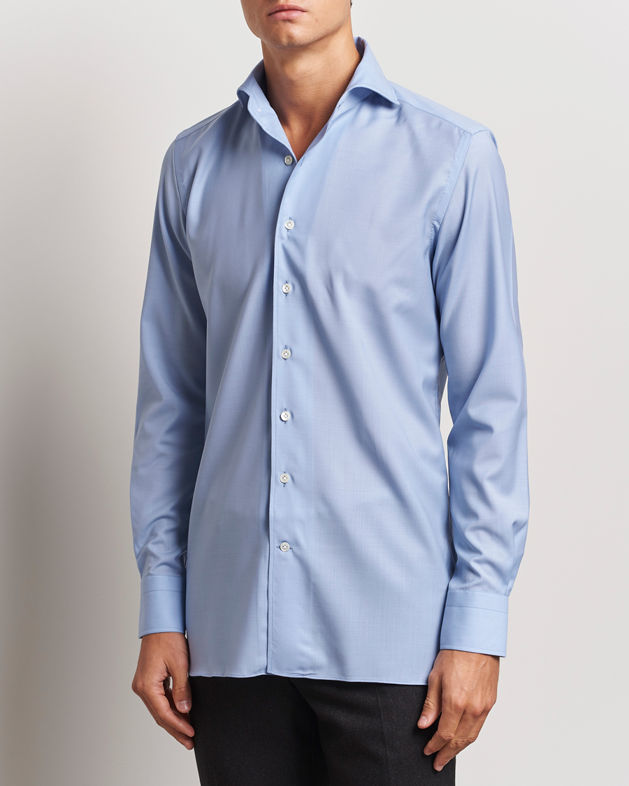 Mies | Kauluspaidat | 100Hands | Full Spread Wool Shirt Light Blue