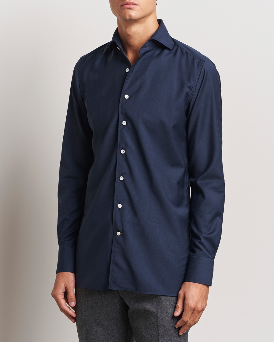 Mies | Kauluspaidat | 100Hands | Full Spread Wool Shirt Navy
