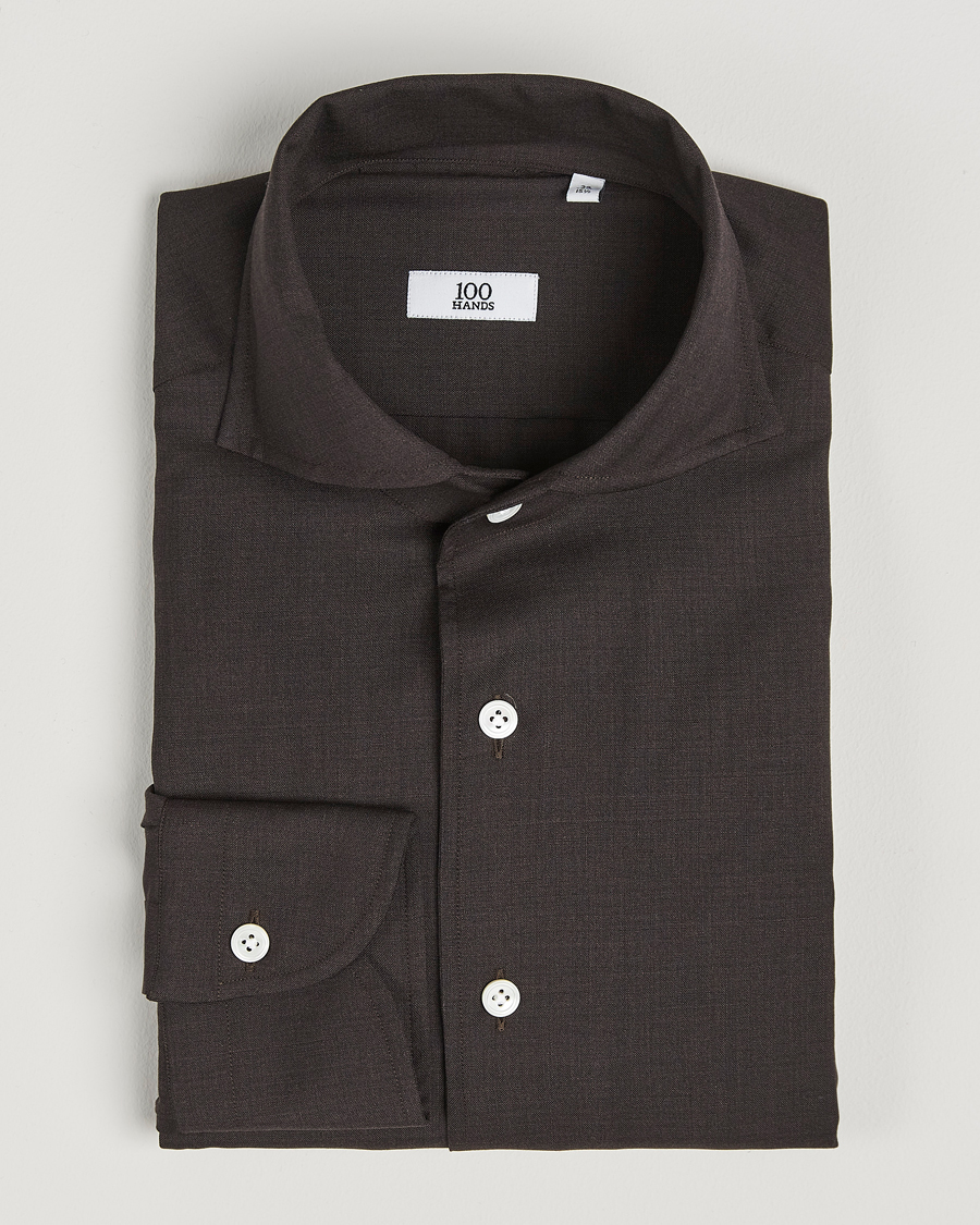 Mies | Kauluspaidat | 100Hands | Full Spread Wool Shirt Brown