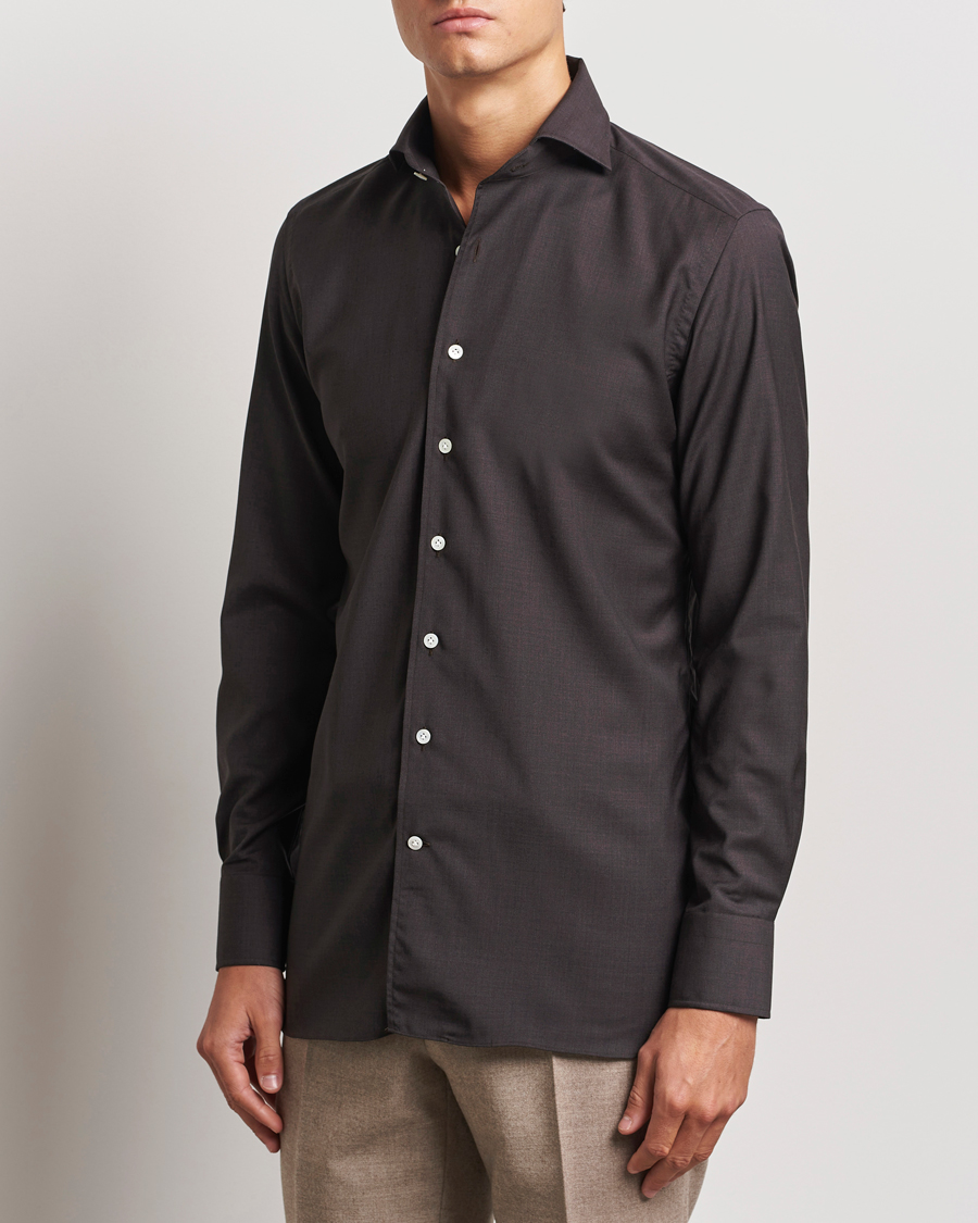 Mies | Kauluspaidat | 100Hands | Full Spread Wool Shirt Brown