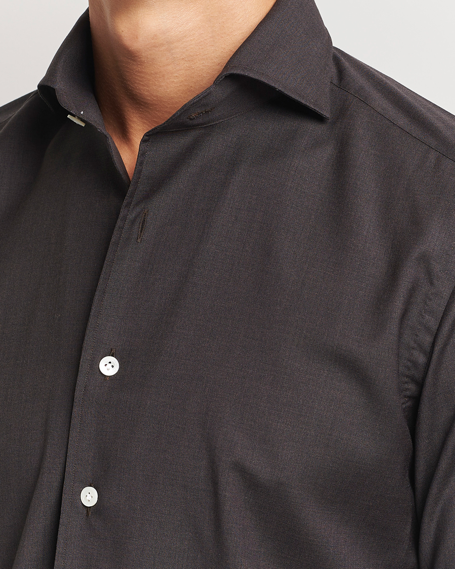 Mies | Kauluspaidat | 100Hands | Full Spread Wool Shirt Brown