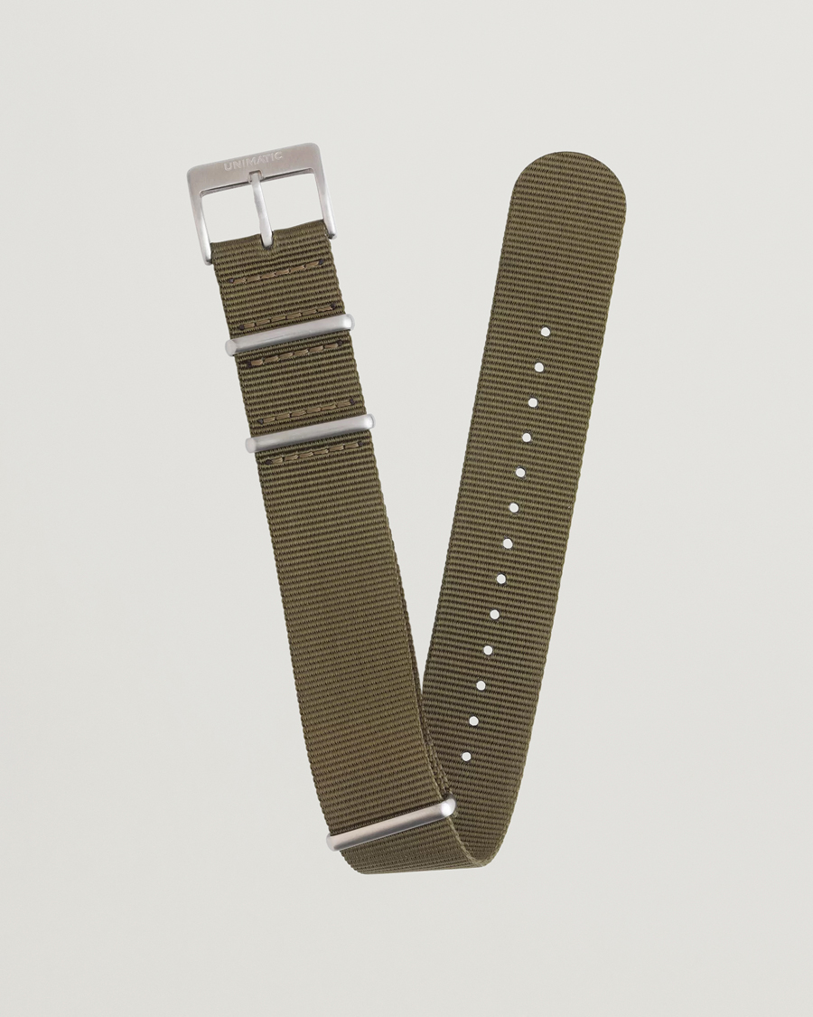 Mies | Kellonrannekkeet | UNIMATIC | Nylon Nato Steel 22mm Strap Olive