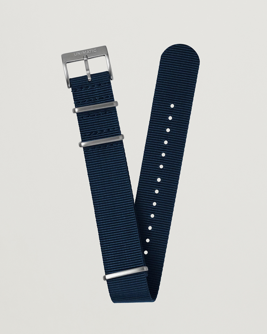 Mies | Kellonrannekkeet | UNIMATIC | Nylon Nato Steel 22mm Strap Vintage Navy