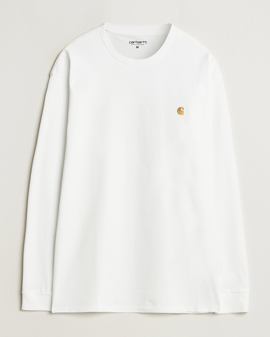 Mies | T-paidat | Carhartt WIP | Chase Combed Cotton Long Sleeve T-Shirt White/Gold