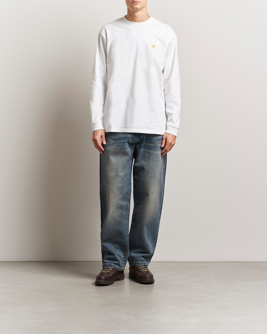 Mies | T-paidat | Carhartt WIP | Chase Combed Cotton Long Sleeve T-Shirt White/Gold