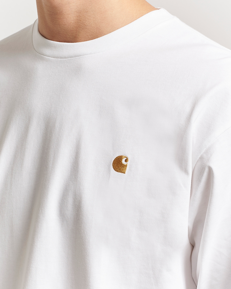 Mies | T-paidat | Carhartt WIP | Chase Combed Cotton Long Sleeve T-Shirt White/Gold
