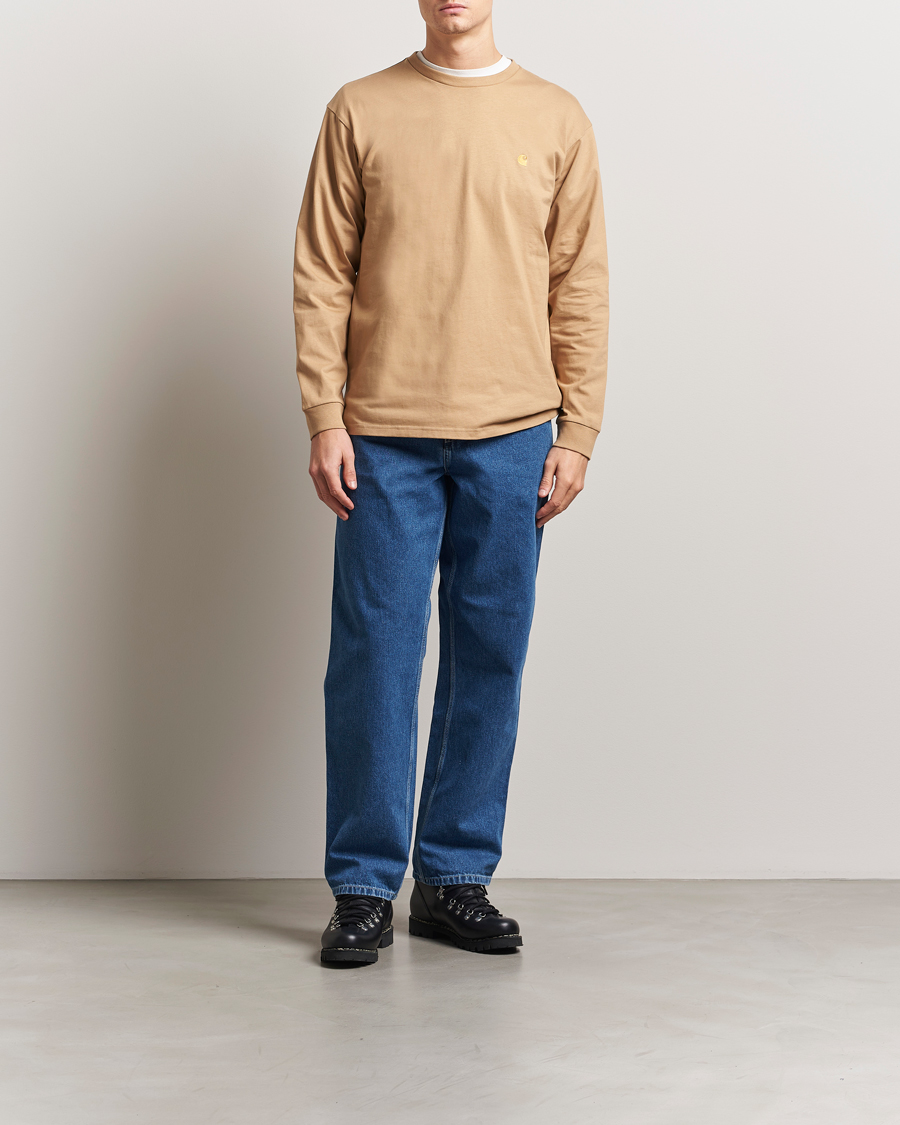 Mies | T-paidat | Carhartt WIP | Chase Combed Cotton Long Sleeve T-Shirt Dusty H Brown