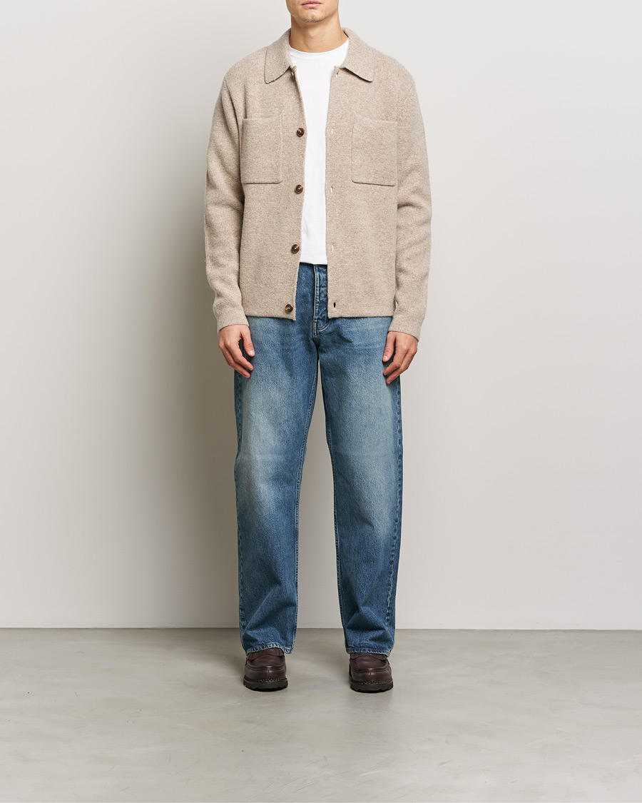 Mies | Kauluspaidat | LES DEUX | Fischer Milano Knitted Overshirt Sand Melange
