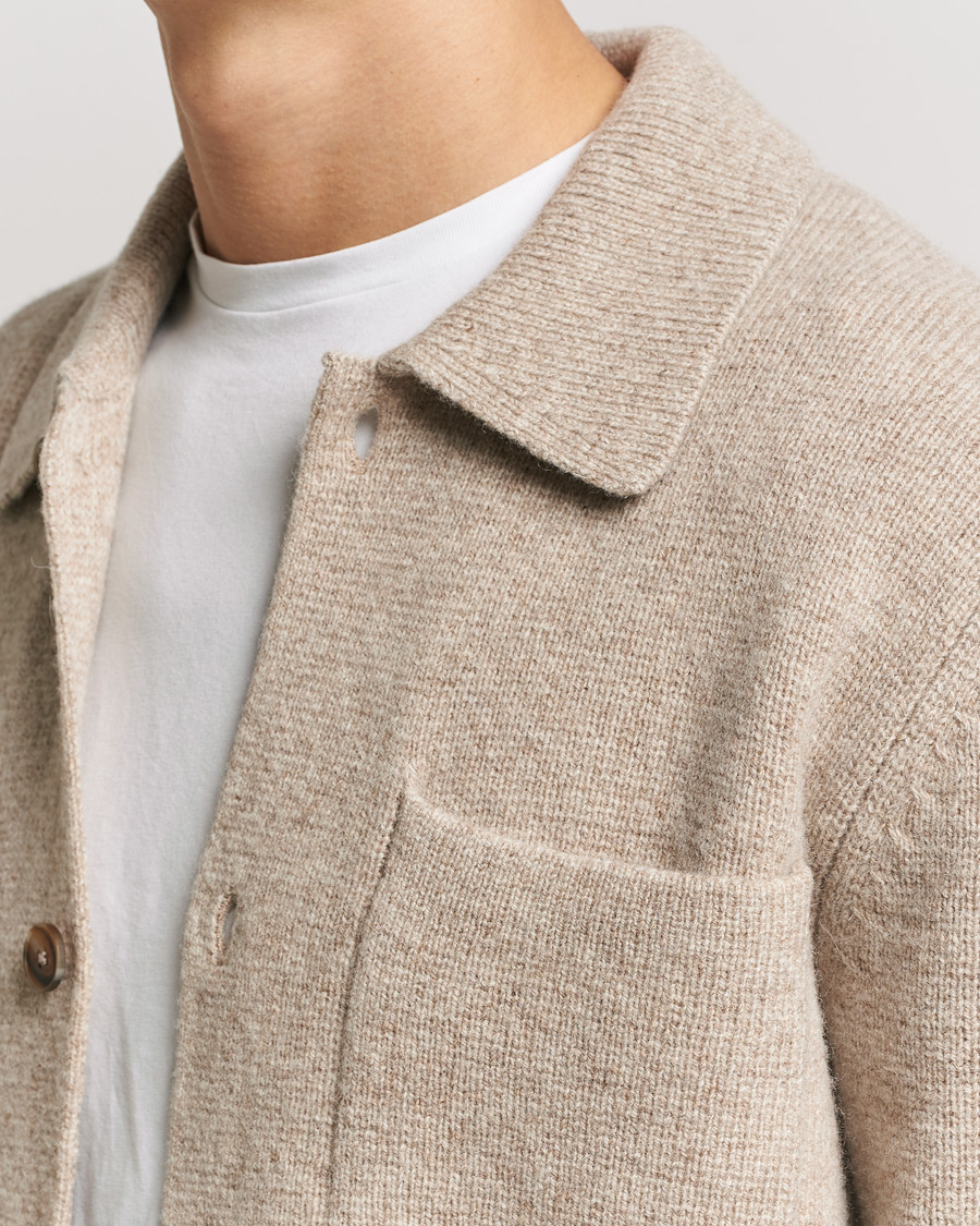 Mies | Kauluspaidat | LES DEUX | Fischer Milano Knitted Overshirt Sand Melange