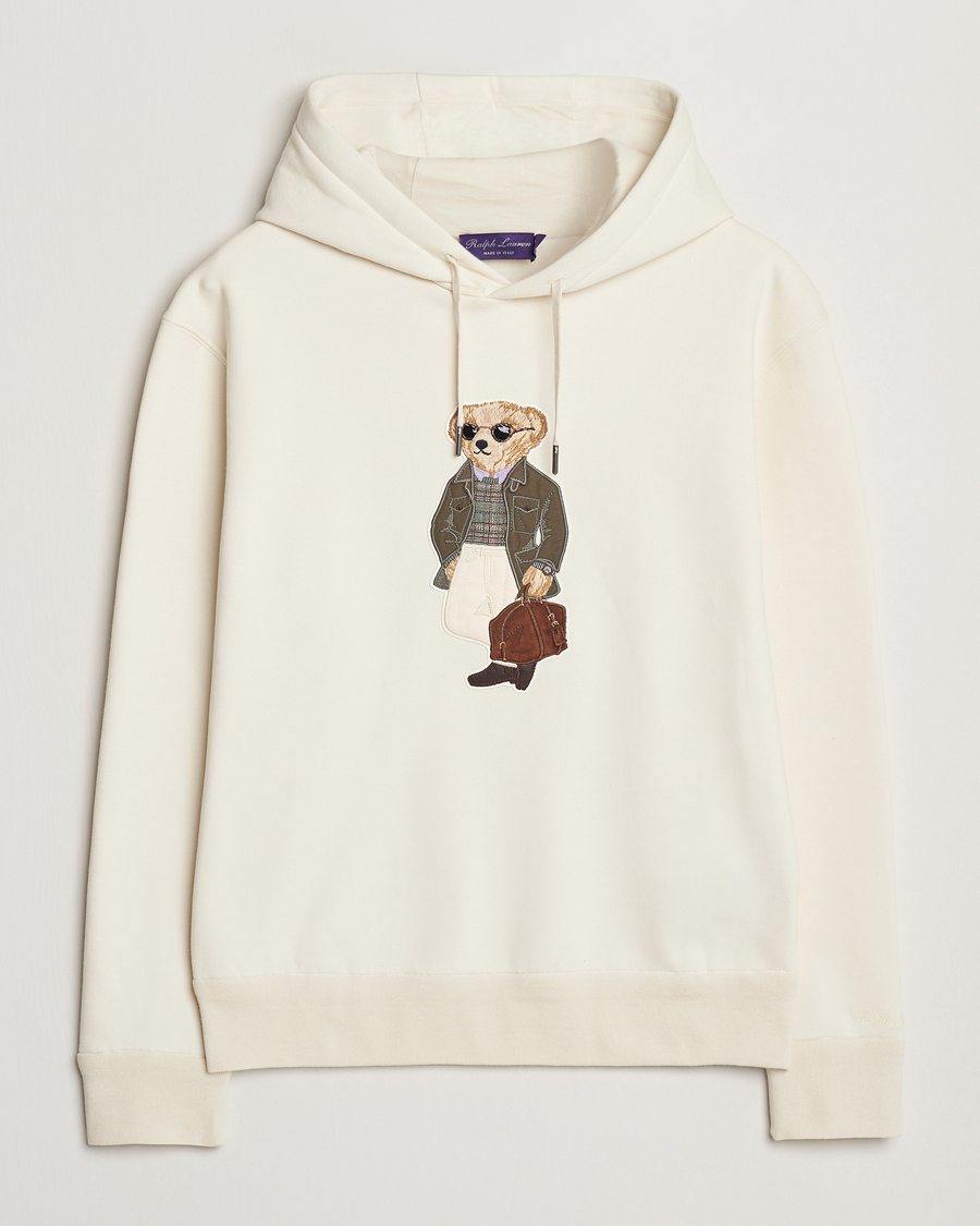 Mies | Puserot | Ralph Lauren Purple Label | Luxury Fleece Bear Hoodie Cream
