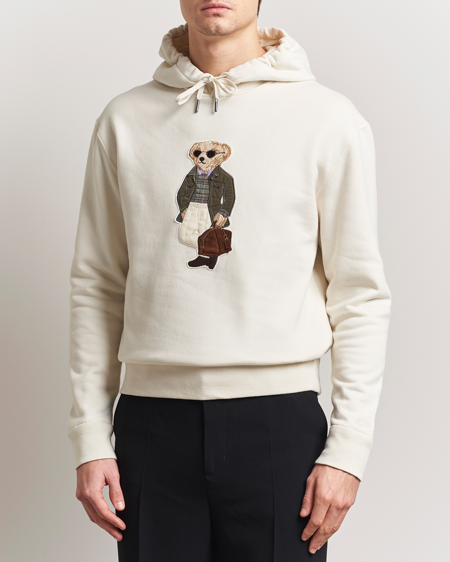 Mies | Puserot | Ralph Lauren Purple Label | Luxury Fleece Bear Hoodie Cream