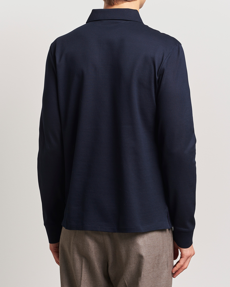 Mies | Puserot | Ralph Lauren Purple Label | Mercerized Cotton Long Sleeve Polo Chairman Navy