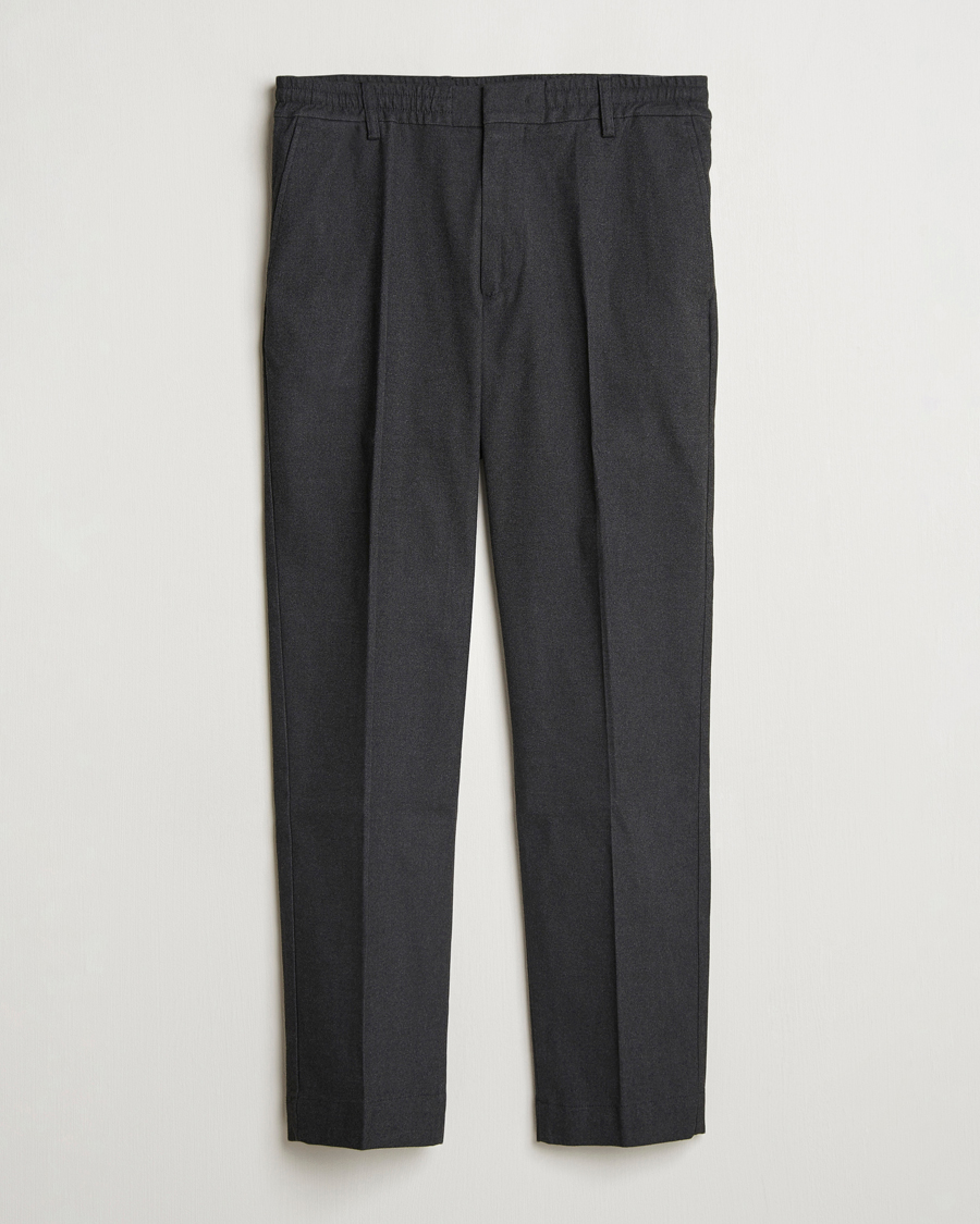 Mies | Housut | NN07 | Billie Brushed Drawstring Trousers Black Melange