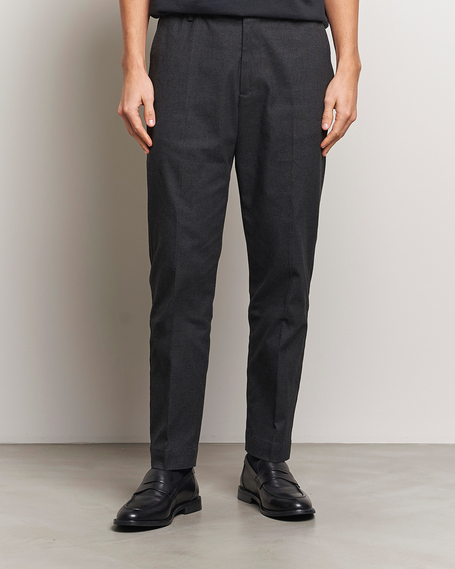 Mies | Housut | NN07 | Billie Brushed Drawstring Trousers Black Melange