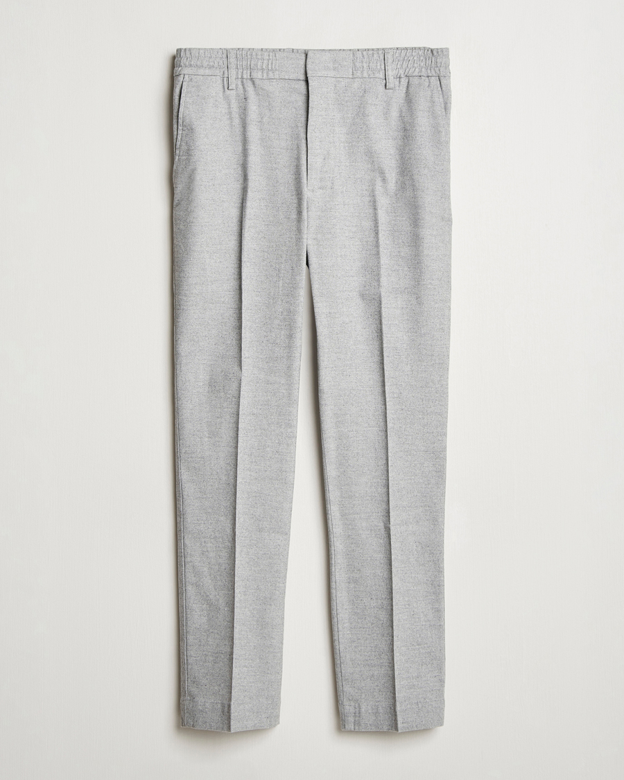 Mies | Housut | NN07 | Billie Brushed Drawstring Trousers Light Grey Melange