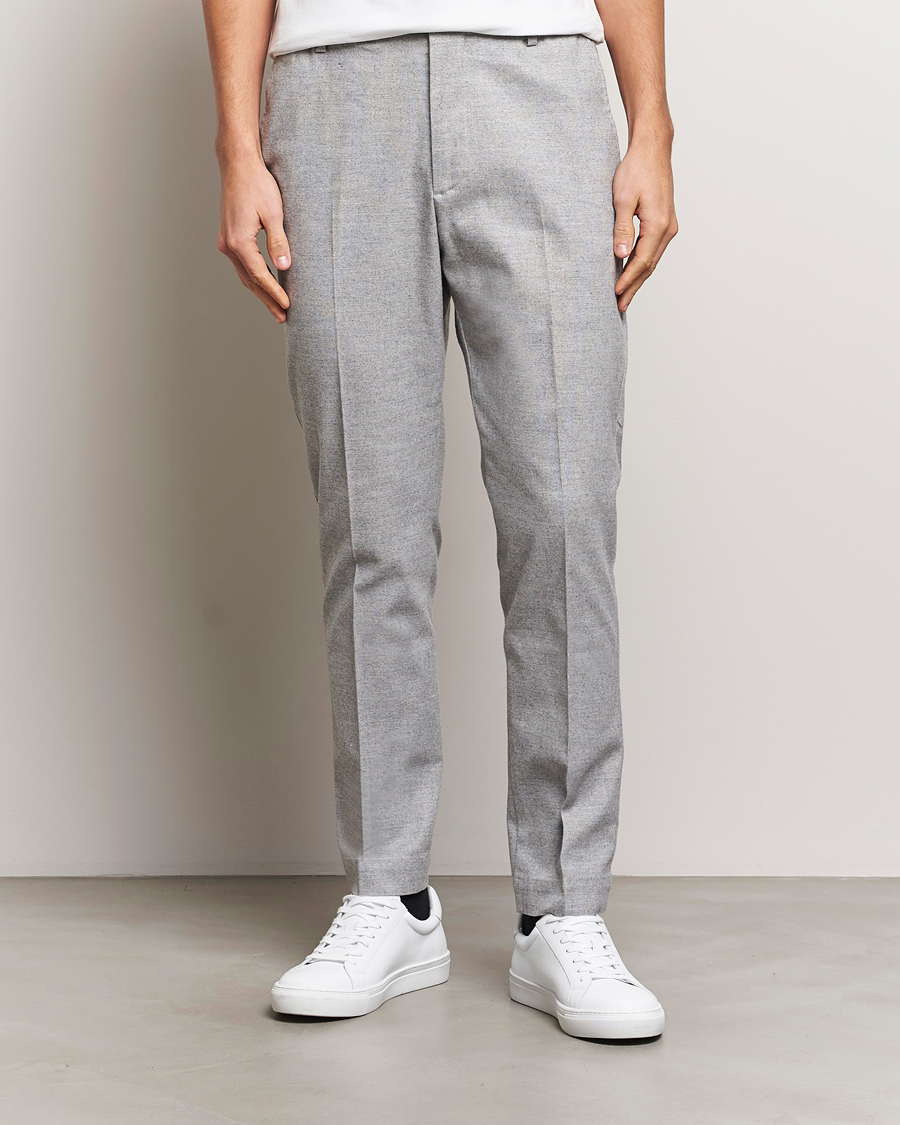 Mies | Housut | NN07 | Billie Brushed Drawstring Trousers Light Grey Melange