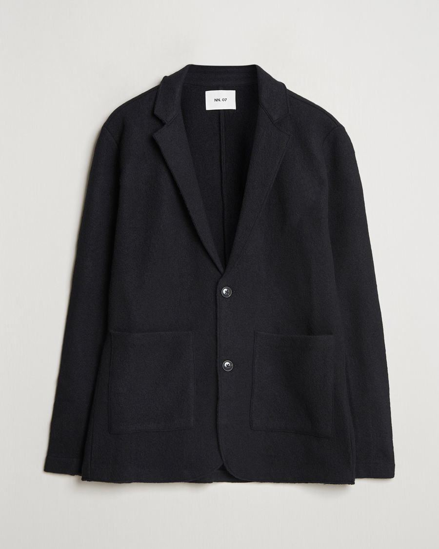 Mies | Pikkutakit | NN07 | Boiled Wool Knitted Blazer Black