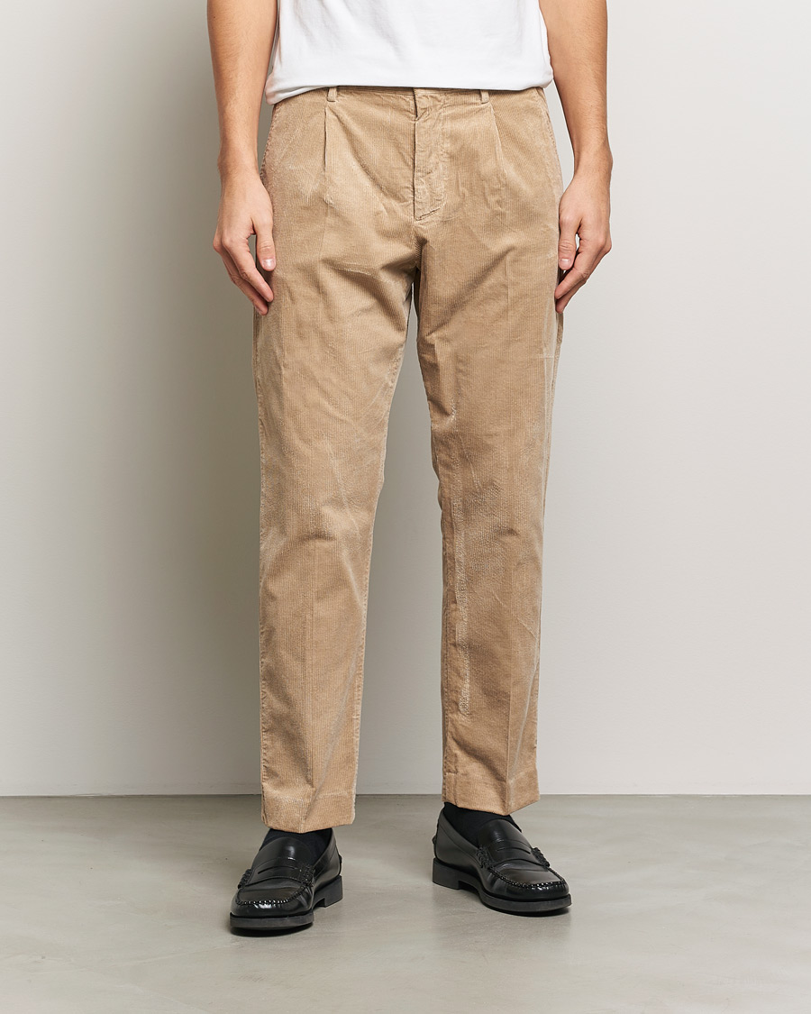 Mies | Housut | NN07 | Bill Pleated Corduroy Pants White Peppar