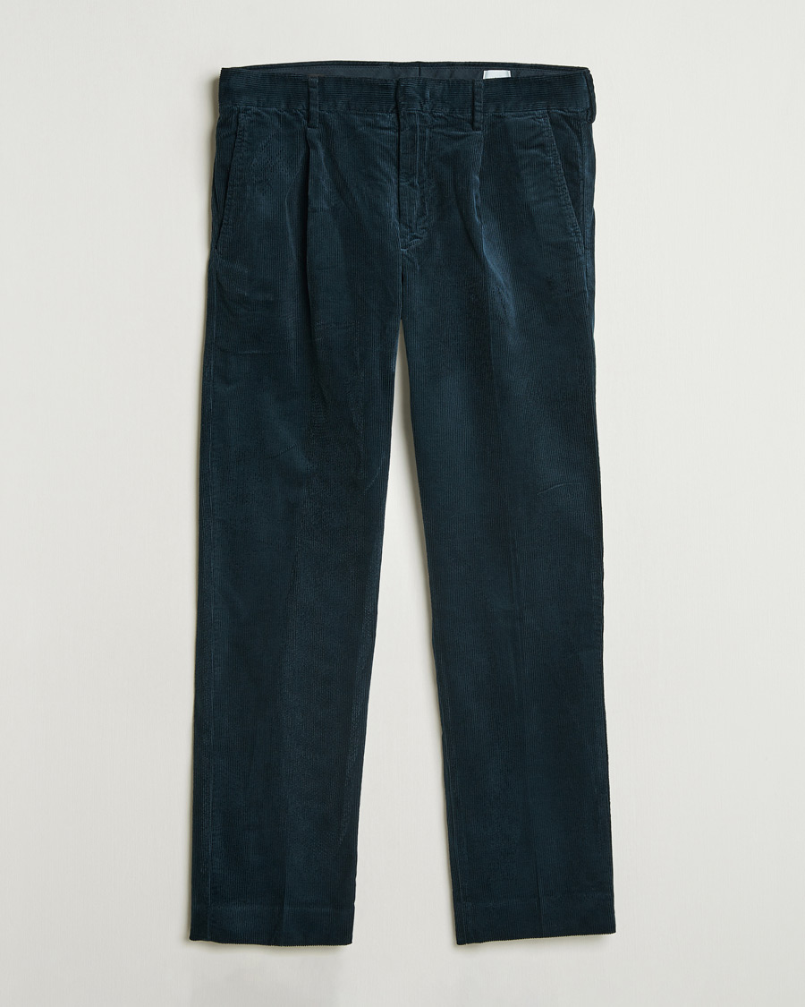Mies | Housut | NN07 | Bill Pleated Corduroy Pants Navy Blue