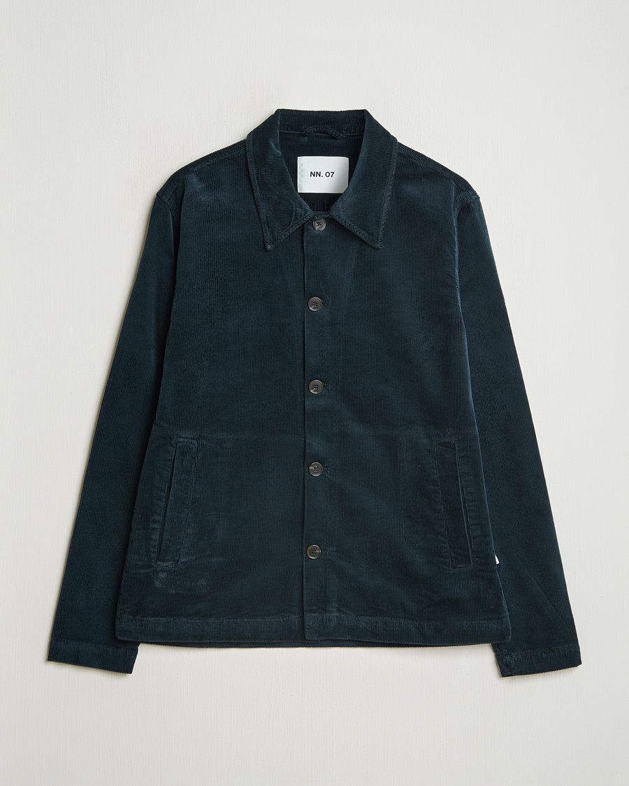Mies | Kauluspaidat | NN07 | Zander Corduroy Overshirt Navy Blue