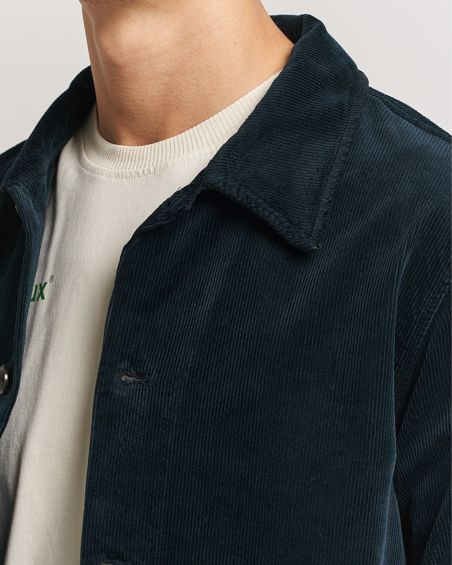 Mies | Kauluspaidat | NN07 | Zander Corduroy Overshirt Navy Blue