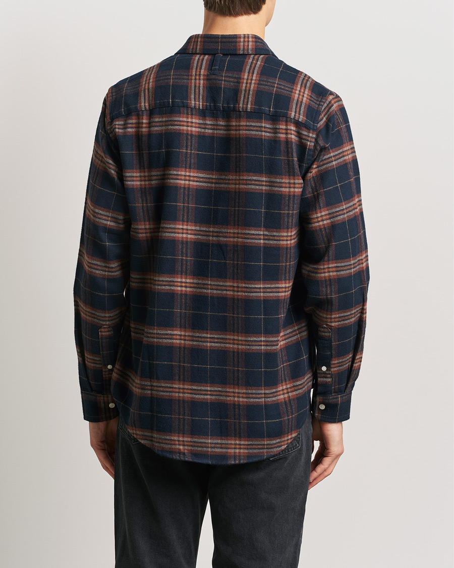 Mies | Kauluspaidat | NN07 | Arne Brushed Cotton Checked Shirt Navy/Red