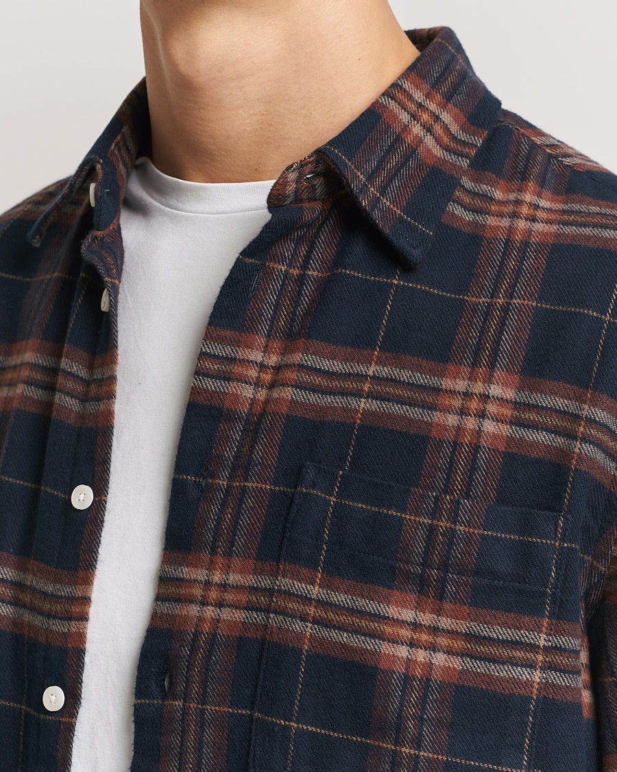 Mies | Kauluspaidat | NN07 | Arne Brushed Cotton Checked Shirt Navy/Red