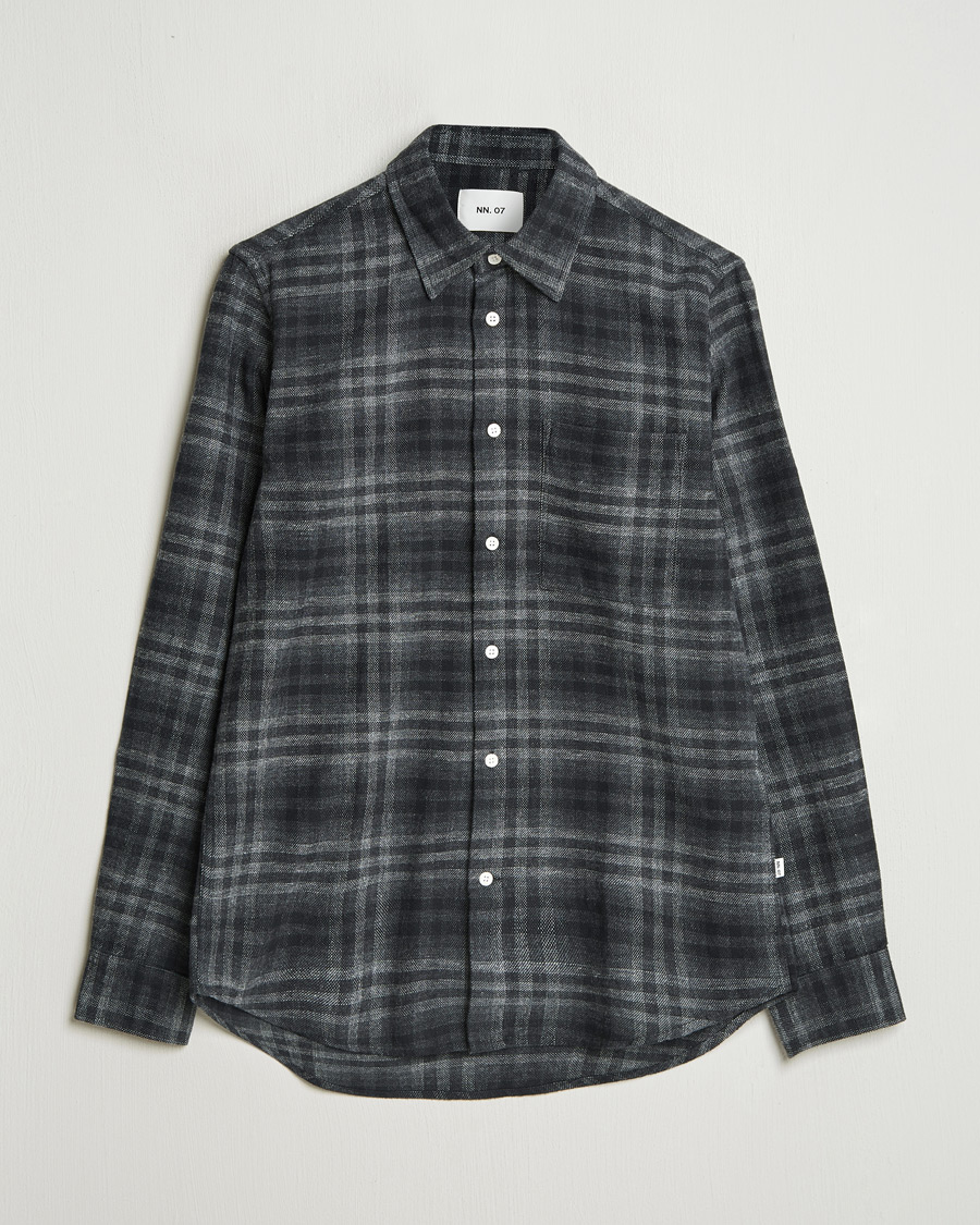 Mies | Kauluspaidat | NN07 | Arne Brushed Cotton Checked Shirt Grey/Black