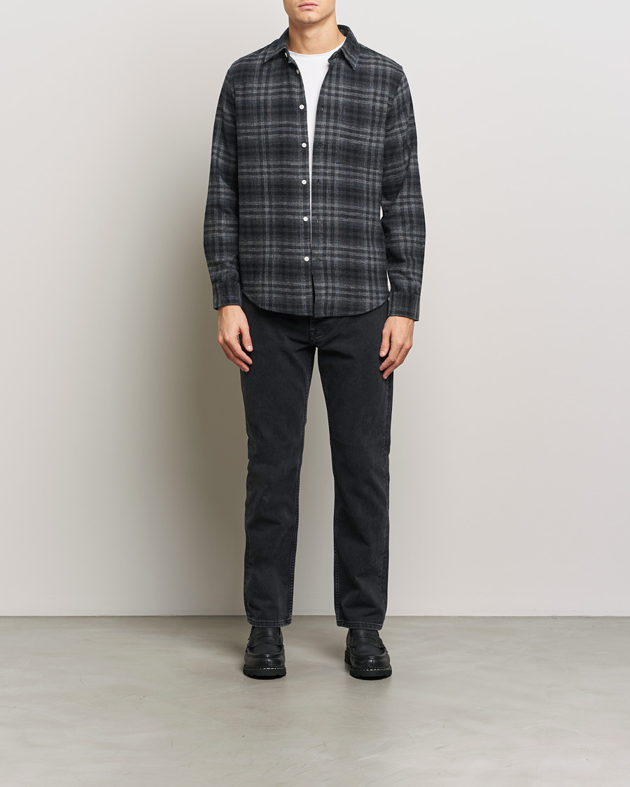 Mies | Kauluspaidat | NN07 | Arne Brushed Cotton Checked Shirt Grey/Black