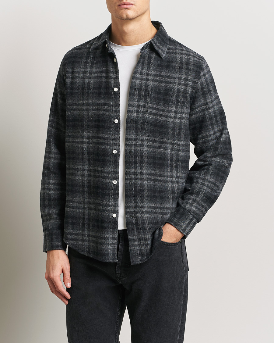 Mies | Kauluspaidat | NN07 | Arne Brushed Cotton Checked Shirt Grey/Black