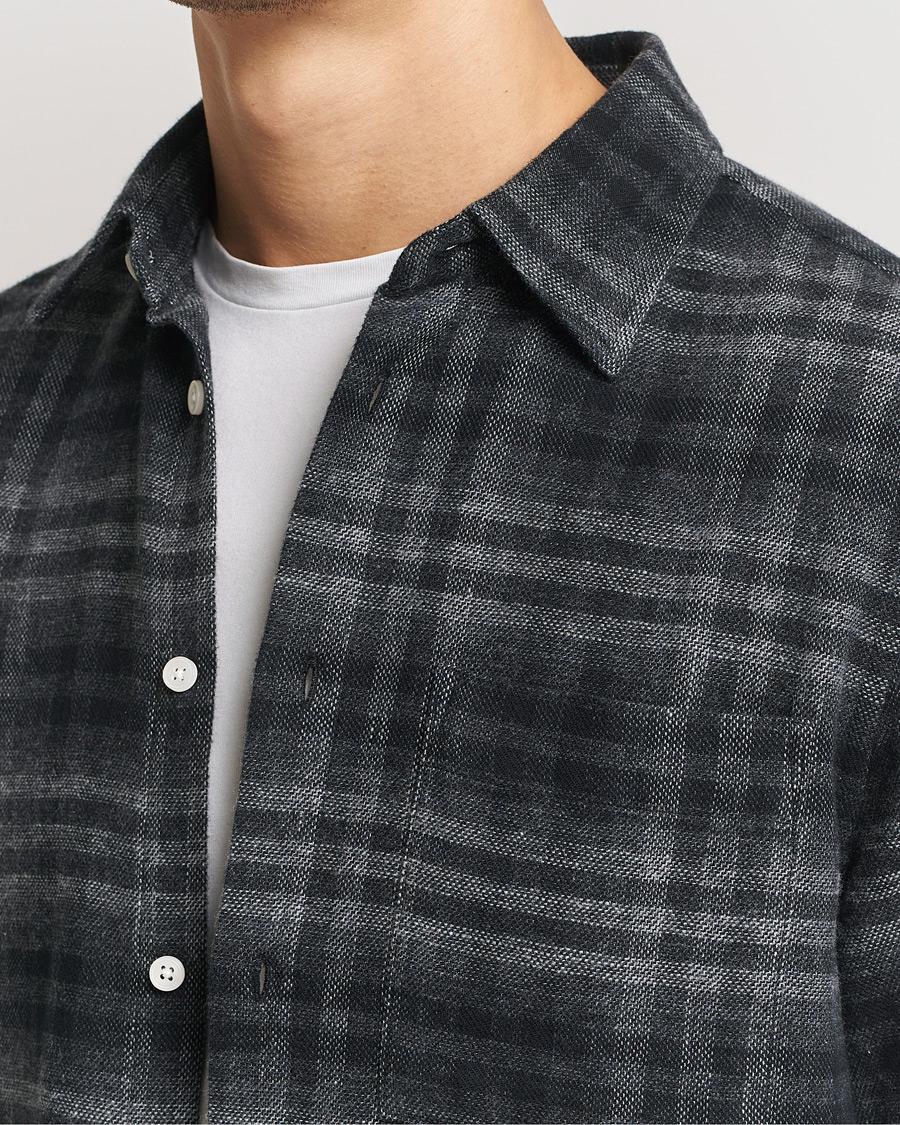 Mies | Kauluspaidat | NN07 | Arne Brushed Cotton Checked Shirt Grey/Black