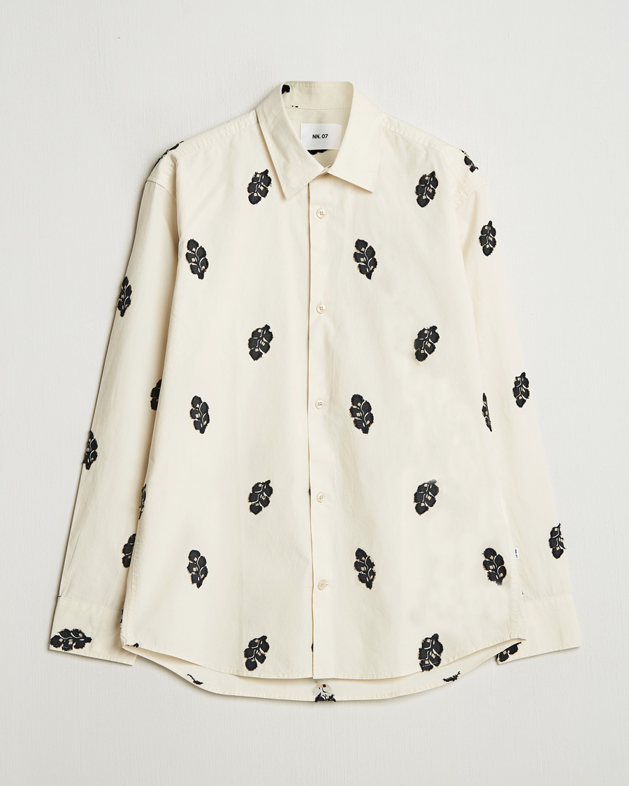 Mies | Kauluspaidat | NN07 | Freddy Printed Cotton Shirt Ivory