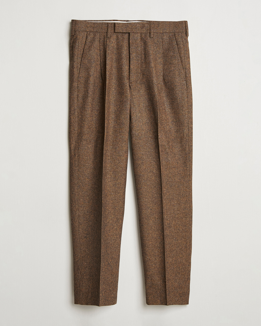 Mies | Housut | NN07 | Fritz Wool Pleated Trousers Orange Brown
