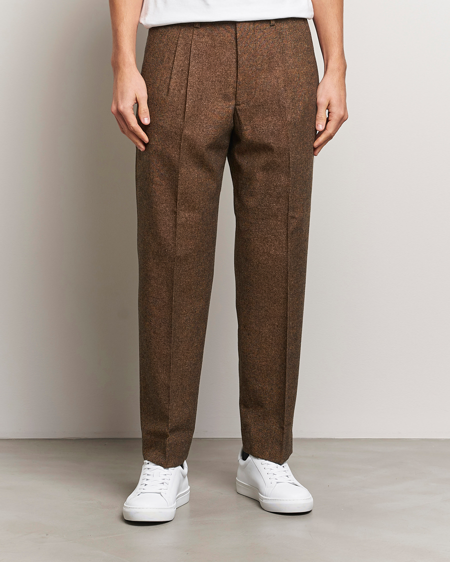 Mies | Housut | NN07 | Fritz Wool Pleated Trousers Orange Brown