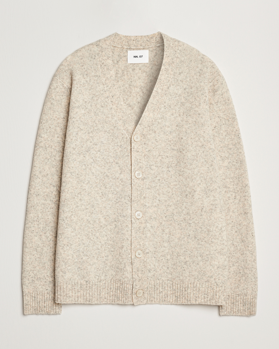 Mies | Puserot | NN07 | John Wool Knitted Cardigan White Peppar