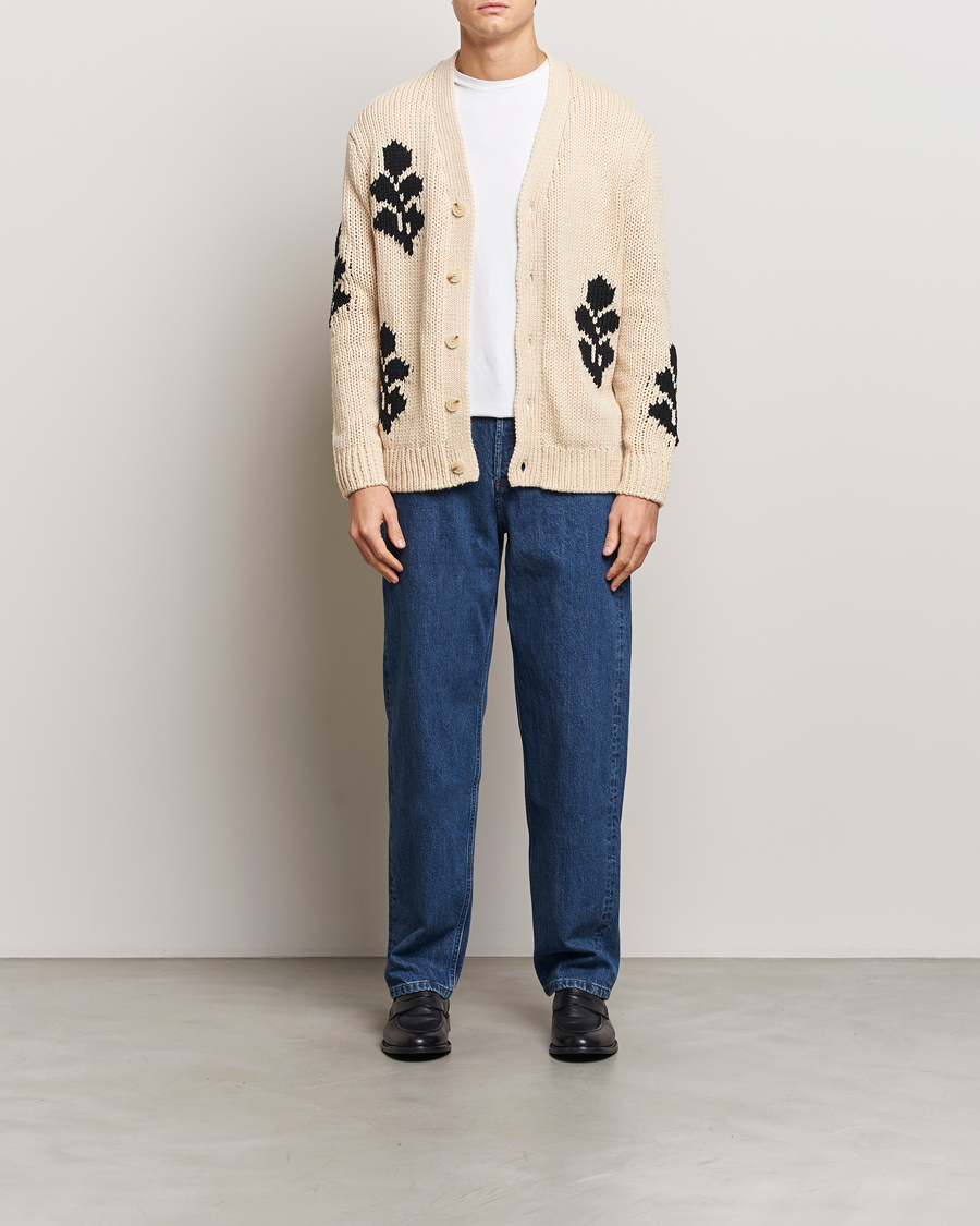 Mies | Puserot | NN07 | Mika Knitted Leaf Cardigan Ecru