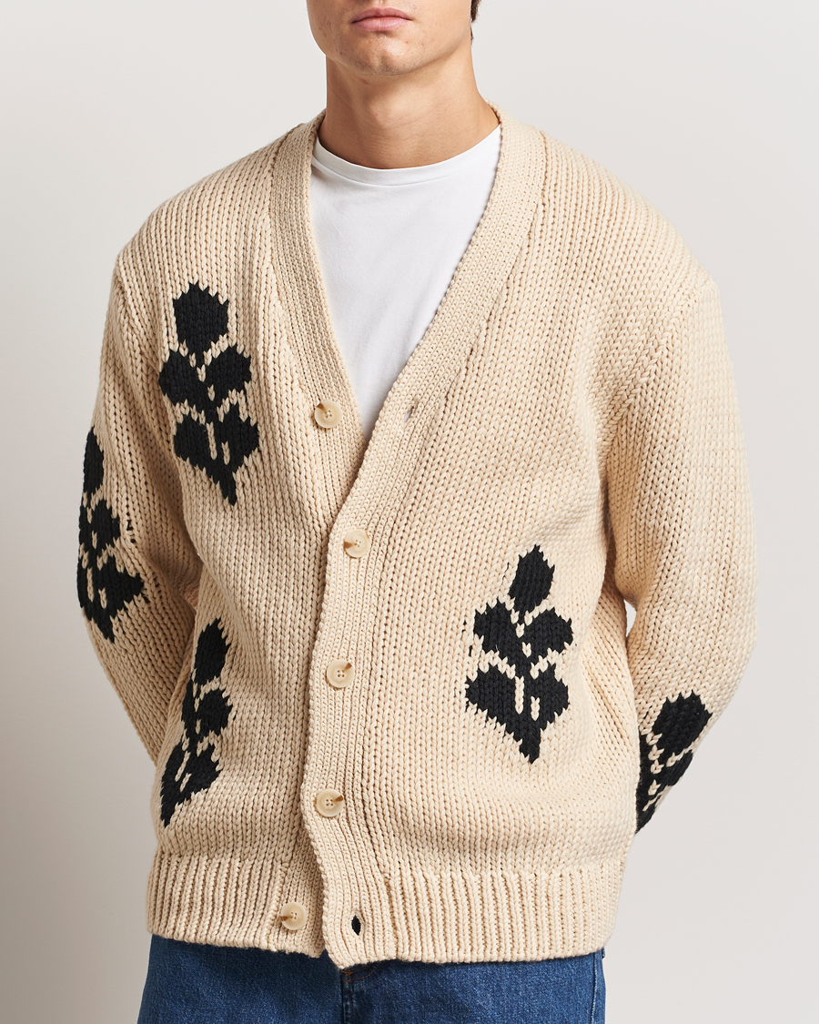 Mies | Puserot | NN07 | Mika Knitted Leaf Cardigan Ecru