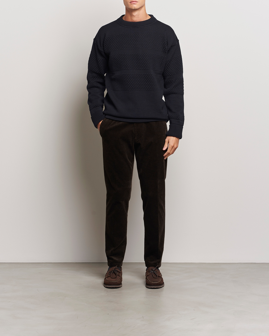 Mies | Puserot | S.N.S. Herning | Fisherman Wool Crew Neck Sweater Navy Blue