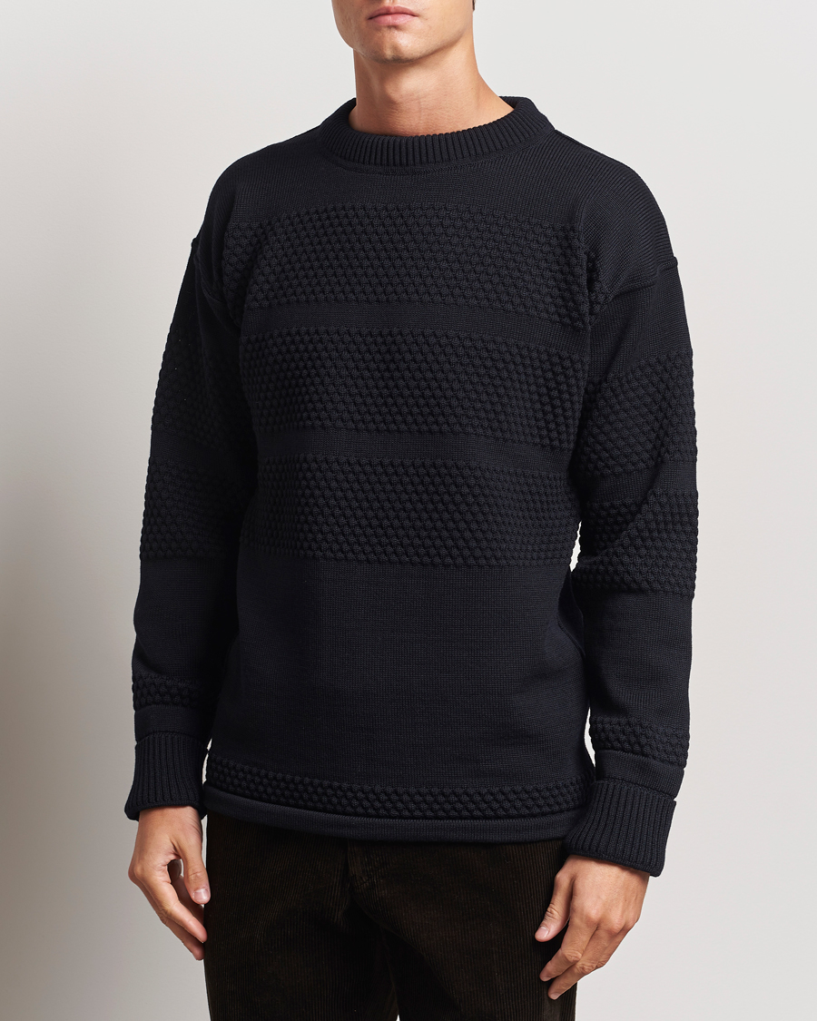 Mies | Puserot | S.N.S. Herning | Fisherman Wool Crew Neck Sweater Navy Blue