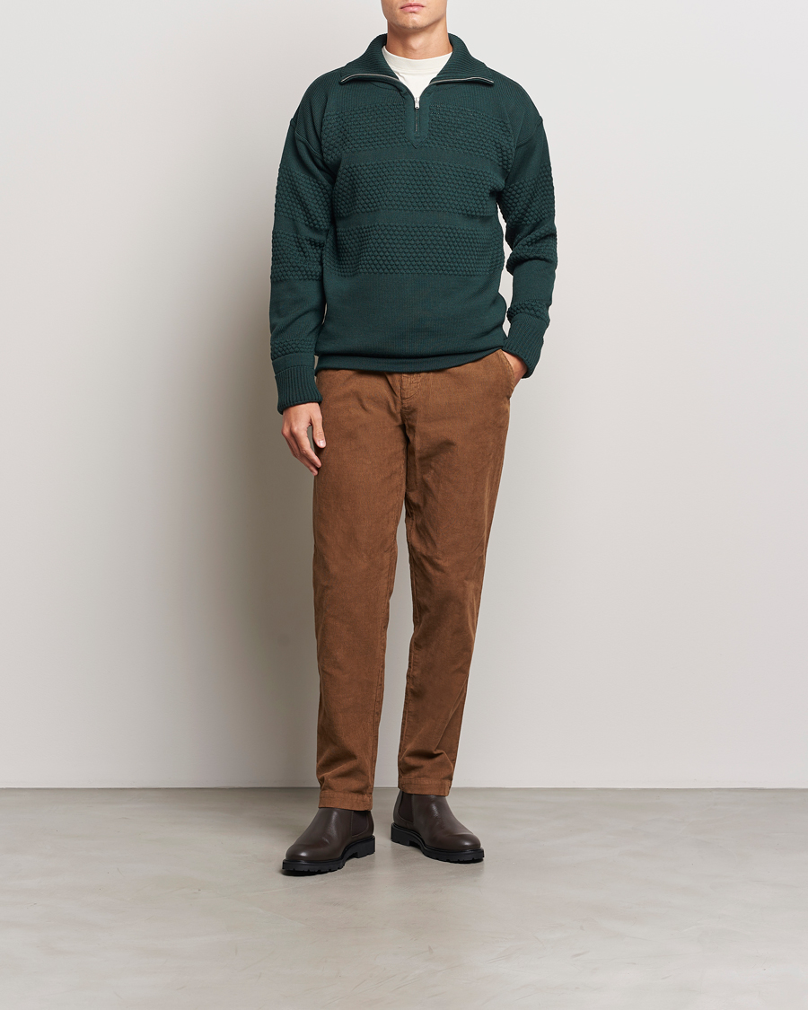 Mies | Puserot | S.N.S. Herning | Fisherman Wool Half Zip Sweater Thunder Green