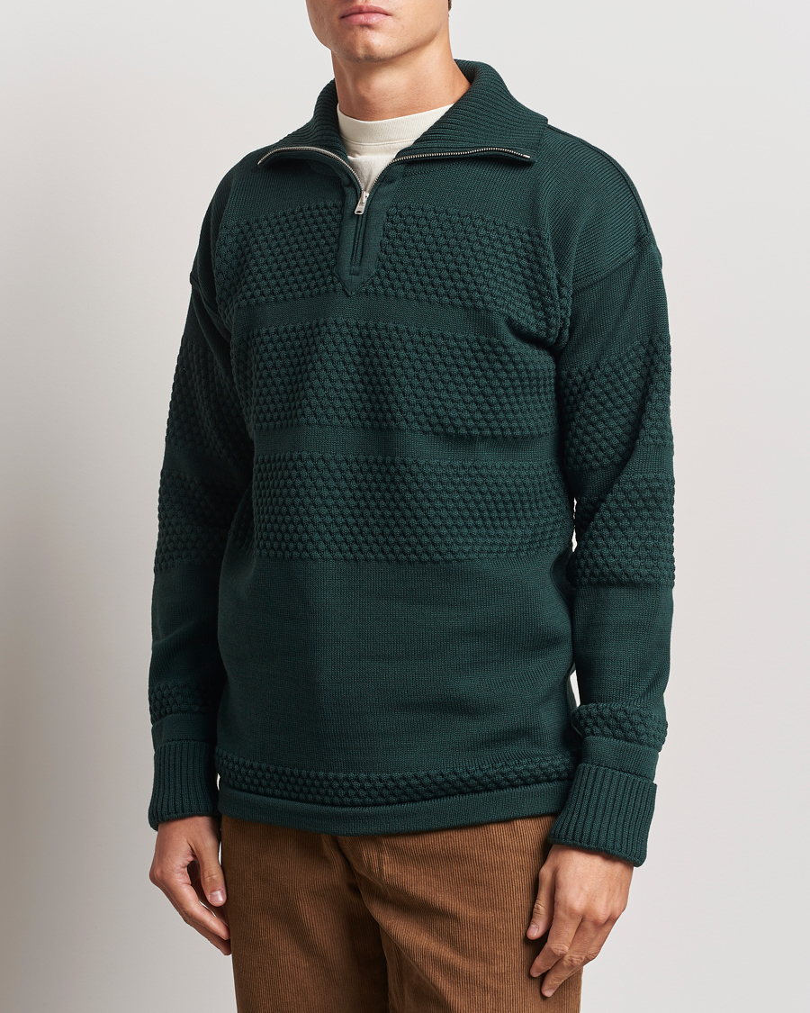 Mies | Puserot | S.N.S. Herning | Fisherman Wool Half Zip Sweater Thunder Green