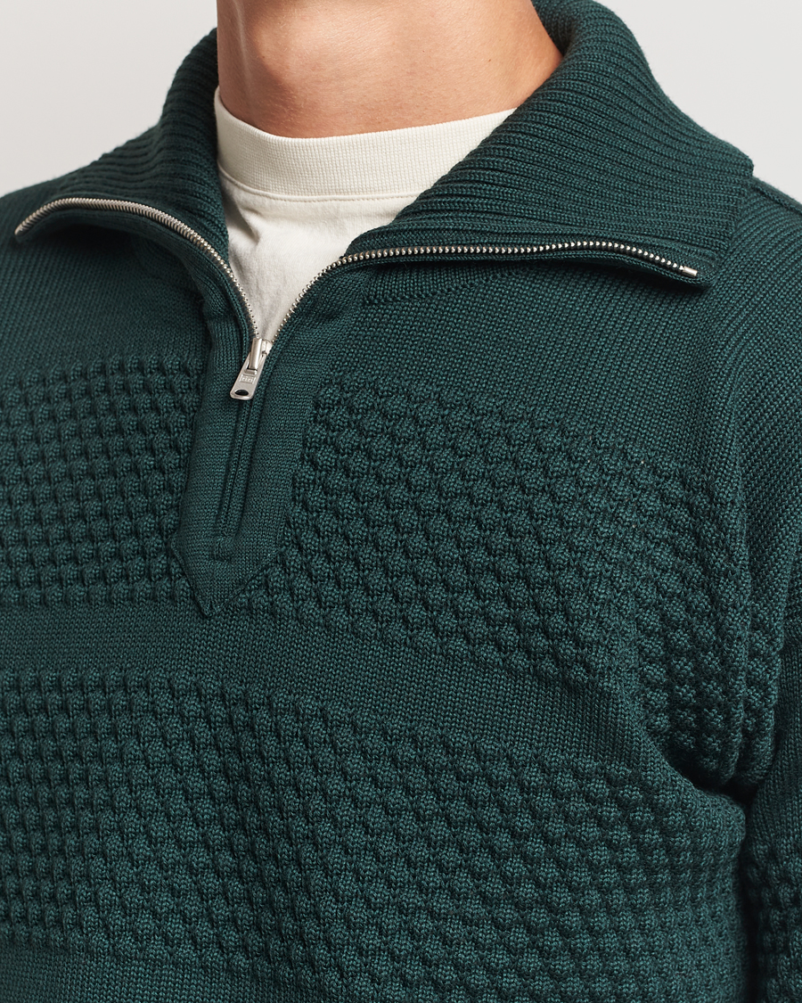 Mies | Puserot | S.N.S. Herning | Fisherman Wool Half Zip Sweater Thunder Green